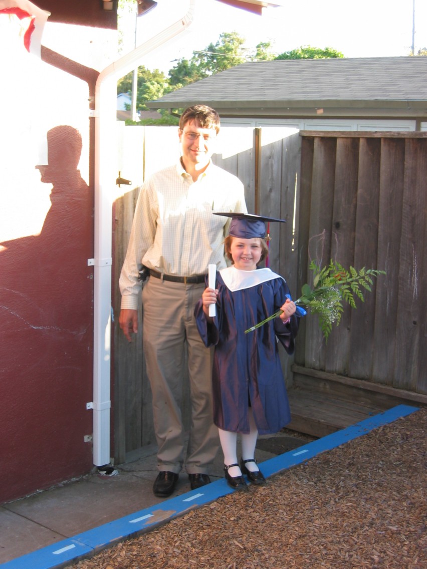 Renee and Dad at preschool graduation